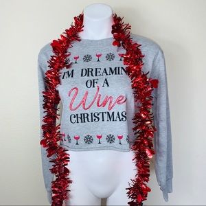 NWT Freeze Funny Wine Christmas Cropped Sweater